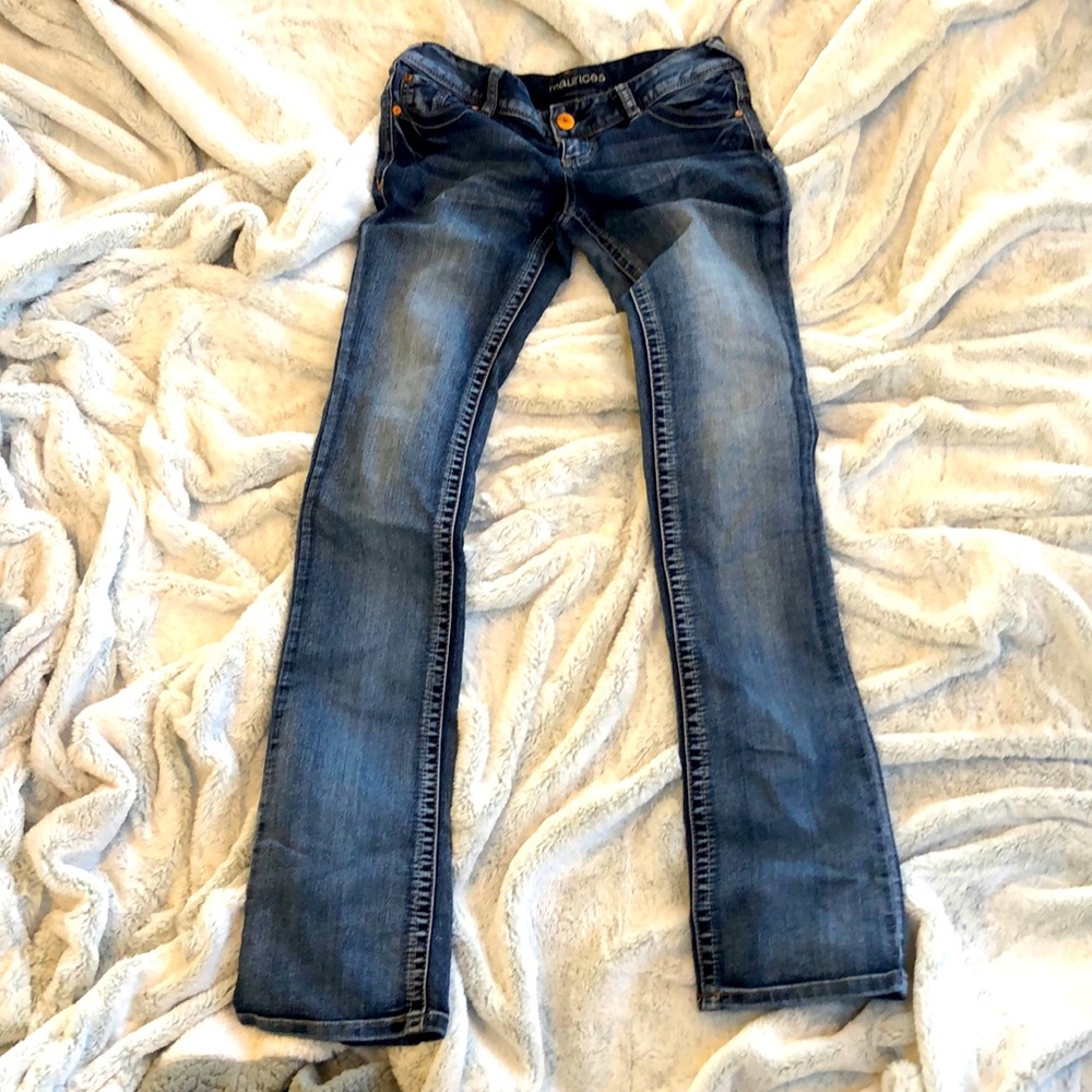Blue straight leg/boot cut jeans from Maurices